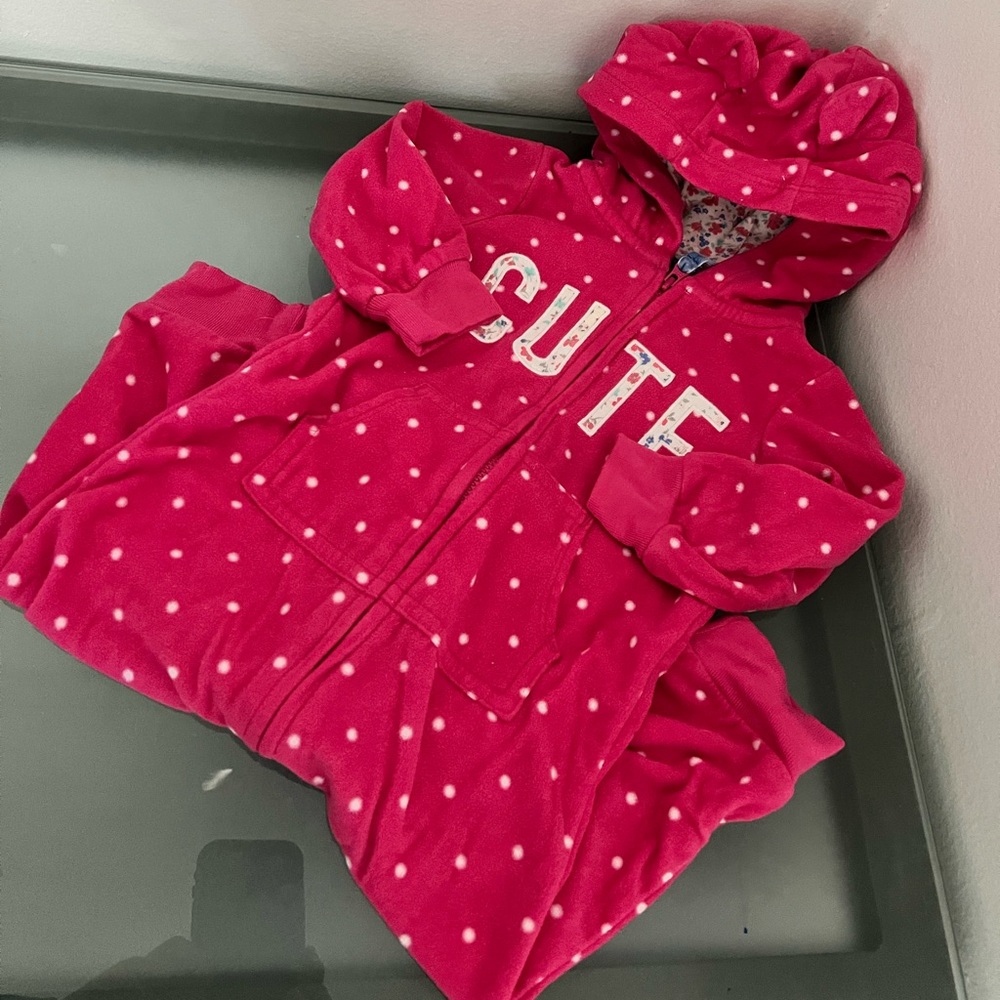 Carter's Pink Hooded Onesie with White Dots
